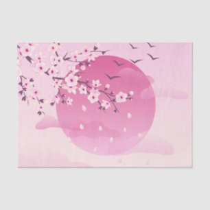 Cherry Blossom Japanese Landscape Pink Tissue Paper