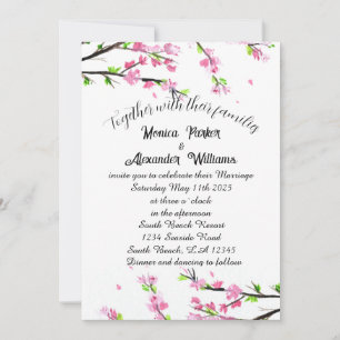 Cherry Blossom Japanese Sakura Pink Wedding Invita Invitation