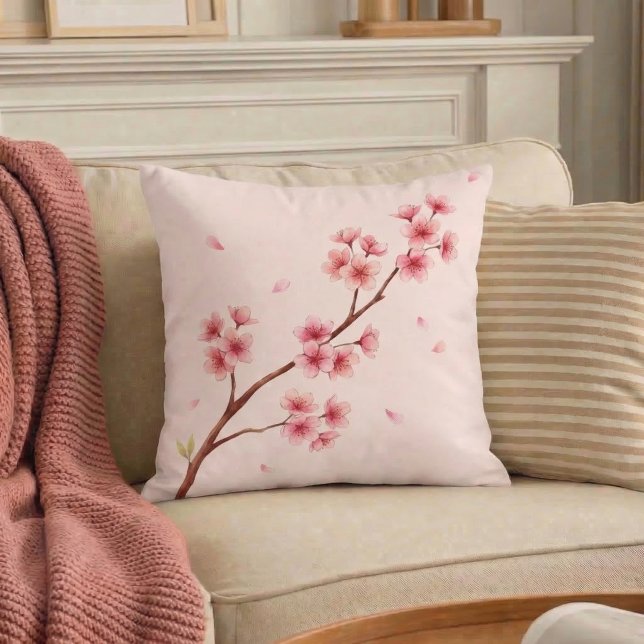 Cherry Blossom Japanese Sakura Throw Pillow (Creator Uploaded)