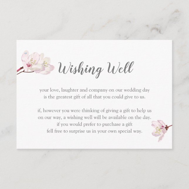 Cherry Blossom Japanese Sakura Wishing Well Enclosure Card (Front)