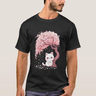 Cherry Blossom Japanese Tree Sweet cat Kitten Japa T-Shirt