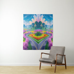 "Cherry Blossom Journey – Dream Landscape Wall Art Tapestry