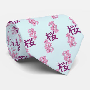 Cherry blossom kanji Japanese writing Tie