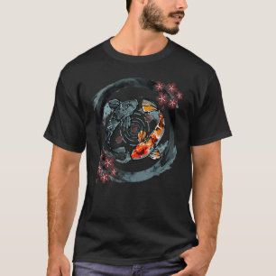 Cherry Blossom Koi Fish Carp Pond Japanese Aesthet T-Shirt