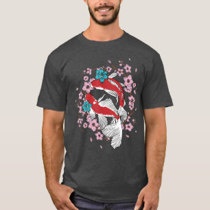 Cherry Blossom Koi Fish Sakura Tree Couple Fish Ja T-Shirt