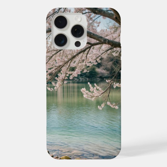 cherry blossom lake iPhone case (Back)