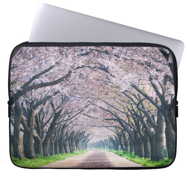 Cherry Blossom Lane Laptop Sleeve (Front)