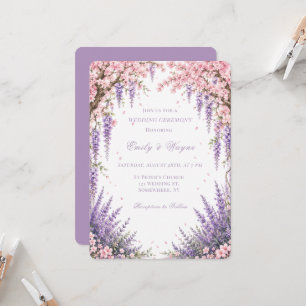 Cherry Blossom Lavender Tree Wedding Ceremony  Invitation