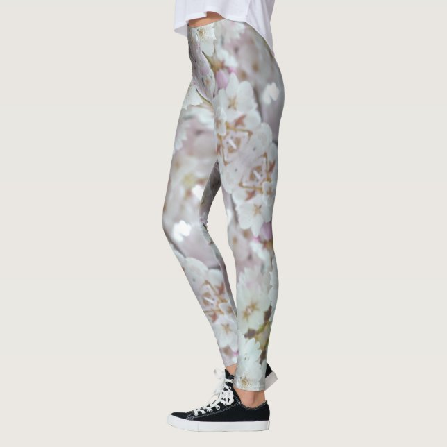 Cherry Blossom Leggings Flower Stretchy Pants (Left)