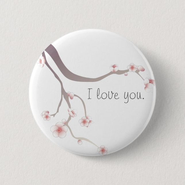 Cherry Blossom Love... 6 Cm Round Badge (Front)