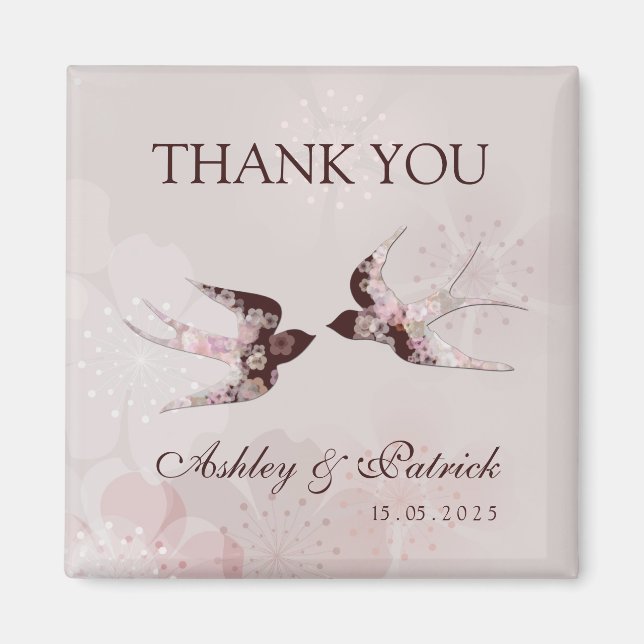 Cherry Blossom Love Swallows2 Wedding Magnet (Front)
