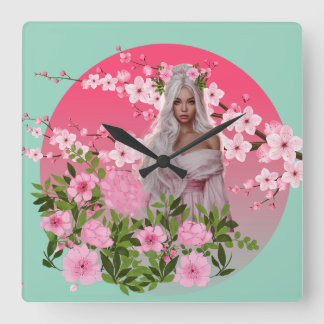 Cherry Blossom Maiden Wall Clock 