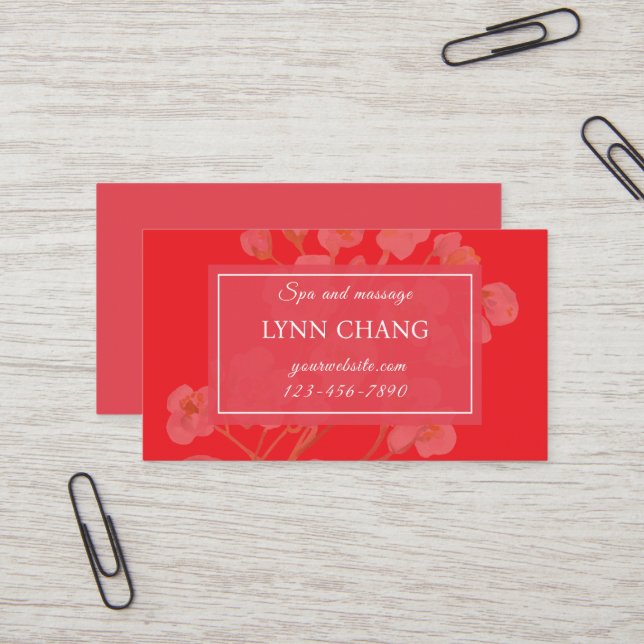 Cherry Blossom Massage Spa Business Card (Front/Back In Situ)