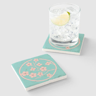 Cherry blossom  minimalism, pink, Japanese art Stone Coaster