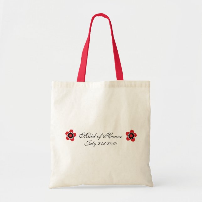 Cherry Blossom Modern Custom MOH Favour Tote Bag (Front)
