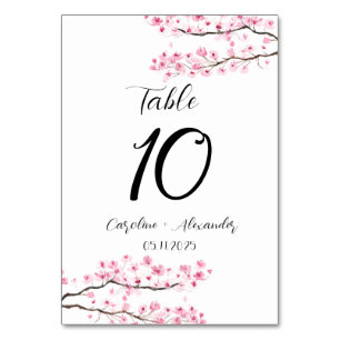 Cherry blossom Modern Oriental Sakura Wedding Table Number