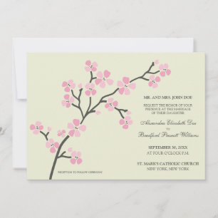 Cherry Blossom Modern Wedding Invitation :: pink