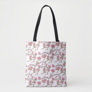 Cherry Blossom Momfulness Pink Floral Pattern Tote Bag
