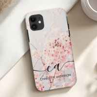 Cherry Blossom Monogram  Elegant Custom