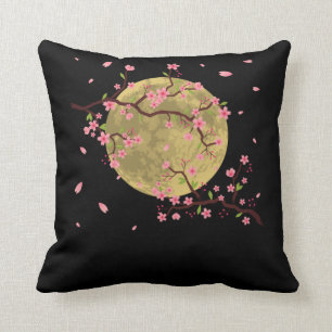 Cherry Blossom Moon Japanese Sakura Tree Cushion