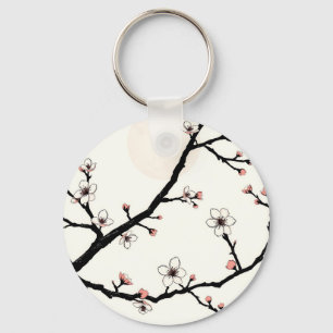 Cherry Blossom Moon Minimal Pattern Key Ring