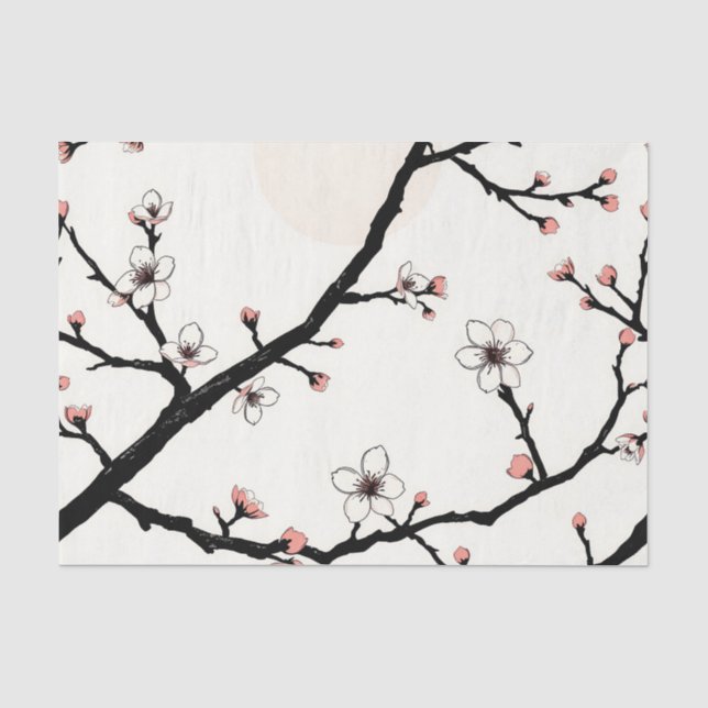 Cherry Blossom Moon Minimal Pattern Tissue Paper (Front)