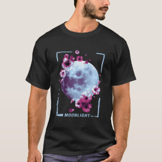 Cherry Blossom Moonlight Japanese Painting T-Shirt