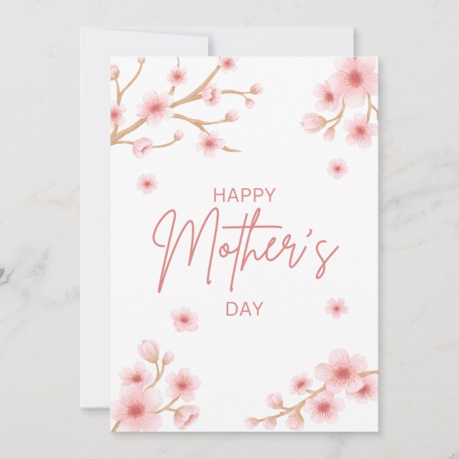Cherry Blossom Mother's Day Holiday Card (Front)