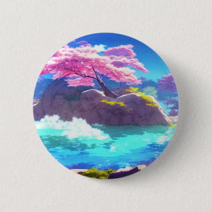 Cherry Blossom Mountain 6 Cm Round Badge