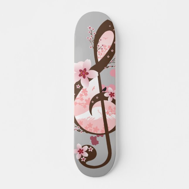 Cherry Blossom Music Skateboard (Front)