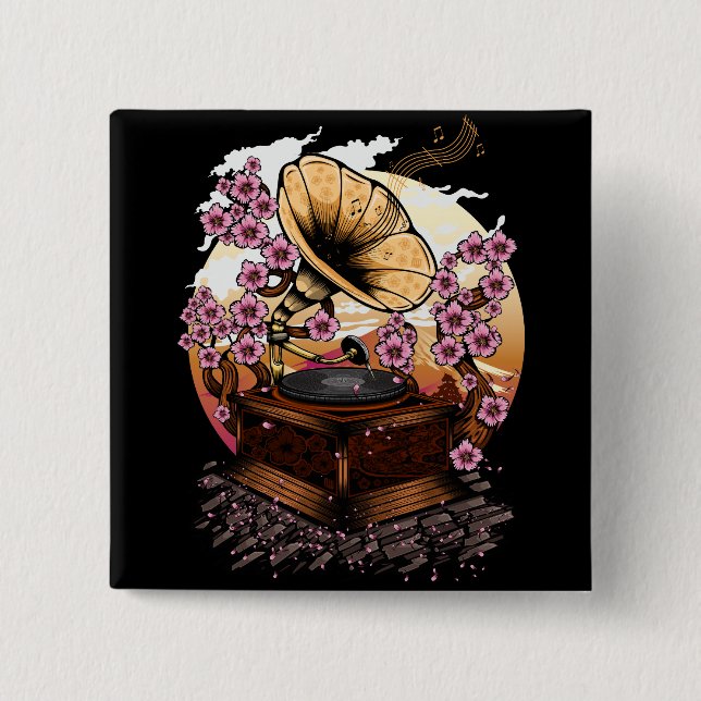 Cherry Blossom Musical 15 Cm Square Badge (Front)