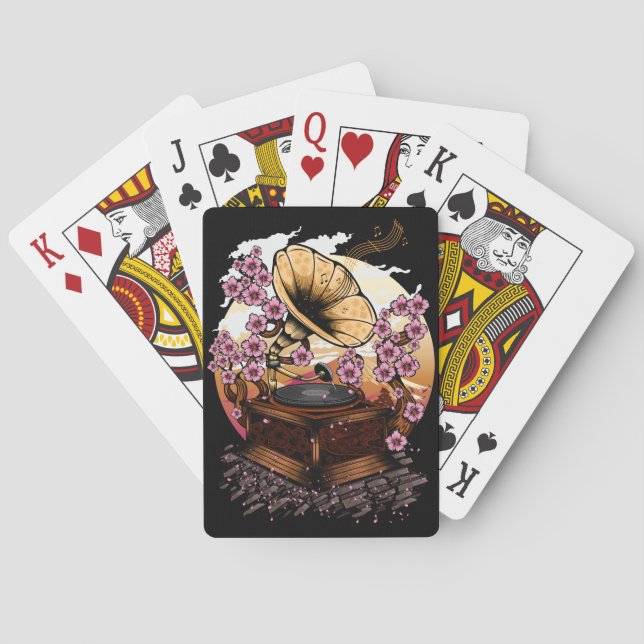 Cherry Blossom Musical Playing Cards (Back)