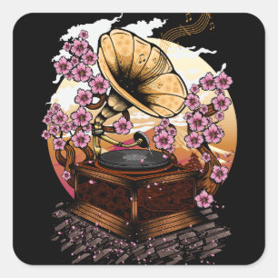 Cherry Blossom Musical Square Sticker