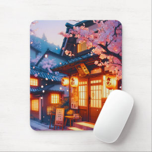 Cherry Blossom Night in Old Japan Mouse Pad