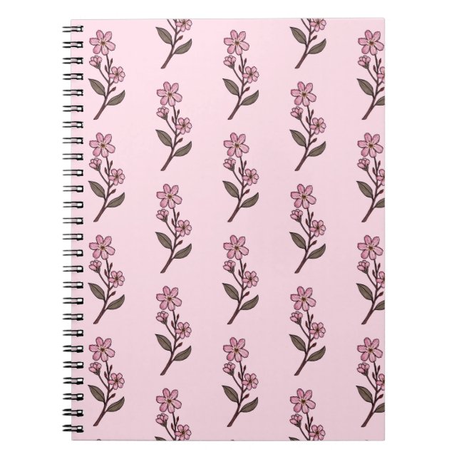 Cherry Blossom Notebook - Pink Pattern (Front)