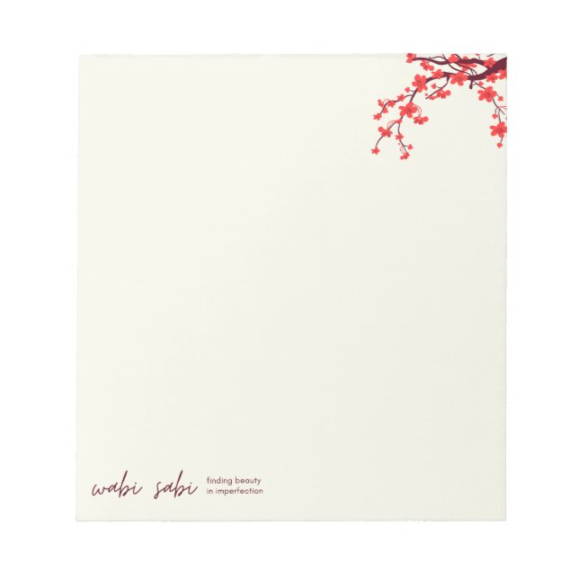 Cherry Blossom Notepad - Sakura, Wabi sabi Notepad (Front)