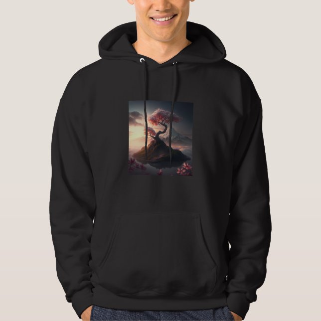 Cherry Blossom on a Mountain sunset epic cinematic Hoodie (Front)