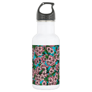 Cherry blossom on blue 532 ml water bottle