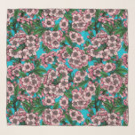 Cherry blossom on blue scarf<br><div class="desc">Hand drawn pattern with cherry blossom</div>