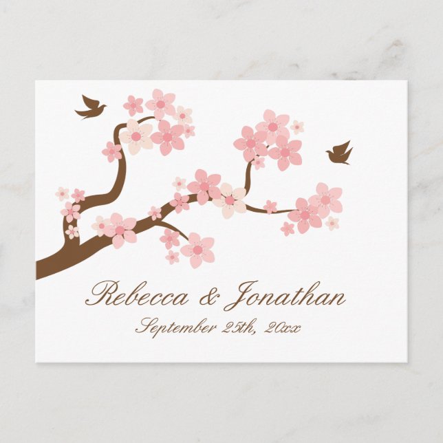 Cherry Blossom on white RSVP postcard (Front)