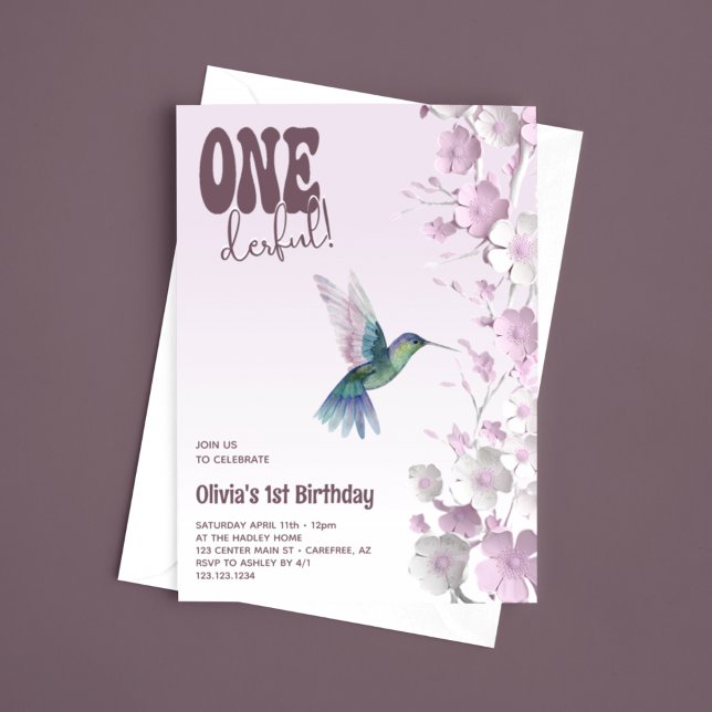 Cherry Blossom Onederful 1st Birthday Invitation (Creator Uploaded)