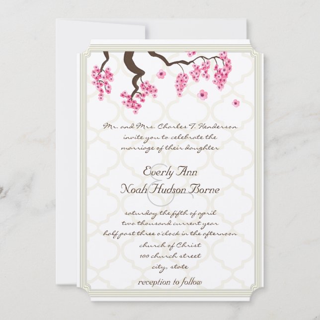Cherry Blossom Orchard Grove Tree Branch Wedding  Invitation (Front)