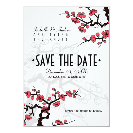 Cherry Blossom Oriental Wedding Save the Date Card