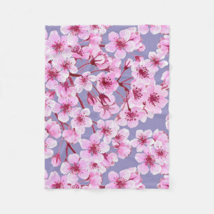 Cherry blossom pattern fleece blanket