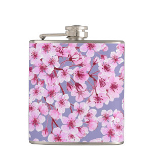 Cherry blossom pattern hip flask