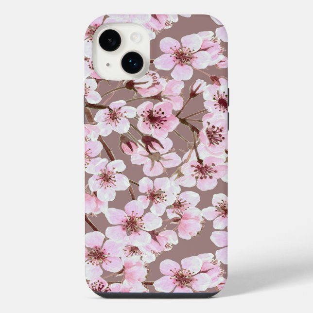 Cherry blossom pattern iPhone case (Back)
