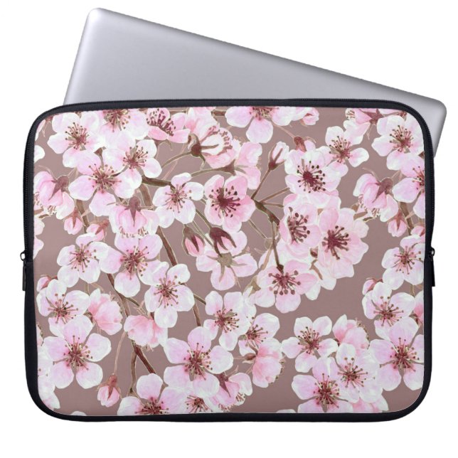 Cherry blossom pattern laptop sleeve (Front)