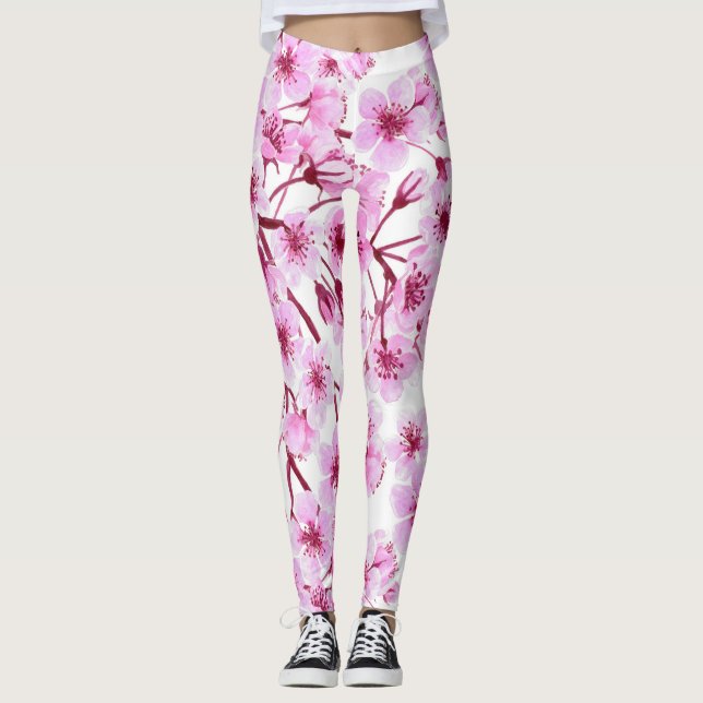 Cherry blossom pattern leggings (Front)