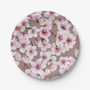 Cherry blossom pattern paper plate