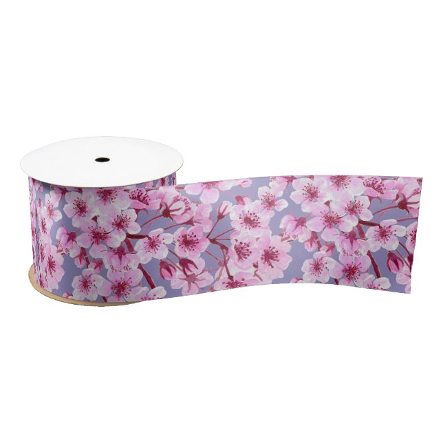 Cherry blossom pattern satin ribbon (Spool)